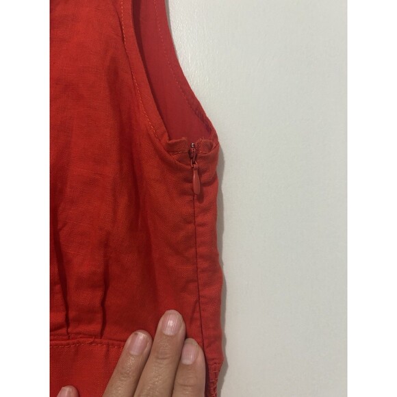 Women's Cynthia Rowley Red Linen Sleeveless dress size 8 Tomato Girl Patriotic - Picture 3 of 8